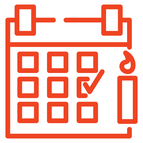a red line drawing of a calendar